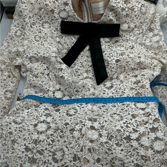 🆕 BRONX & BANCO 🧿 NWOT Courtney Long Sleeve White Lace Mini Dress - Size XL/10 - Picture 15 of 16